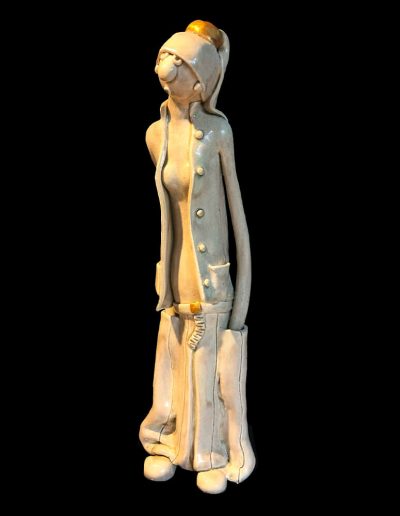 Sculpture - céramique - personnage - jeune fille à la perle - naïf - moka