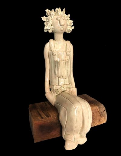 Sculpture - céramique - personnage - naïf - émail - moka