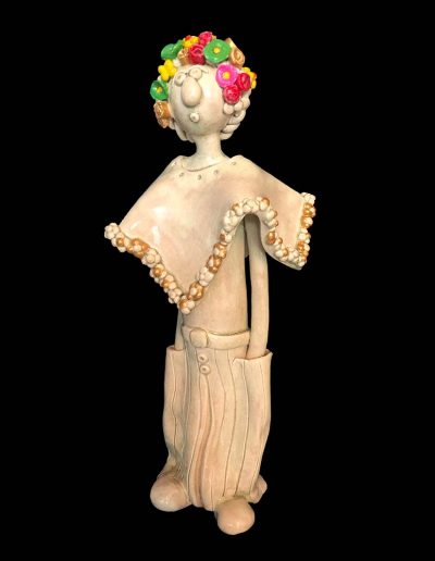 Sculpture - céramique - personnage - Frida Kahlo -  fleurs - naïf